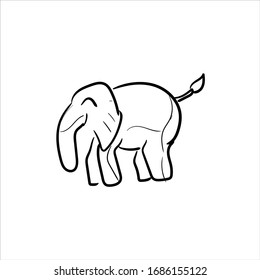 Hand drawn vector illustration Happy elephant vector card.