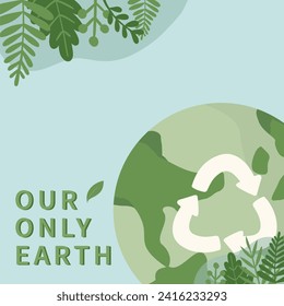 Handgezeichnete Vektorgrafik von Happy Earth Day, Weltraumtagskonzept minimale flache doodle Zeichnung. grüne Recyclingerde. Für Web, Banner, Kampagne, Social Media-Post.