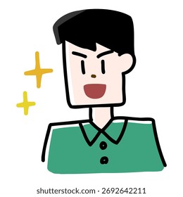 Hand drawn vector illustration of a happy man.
