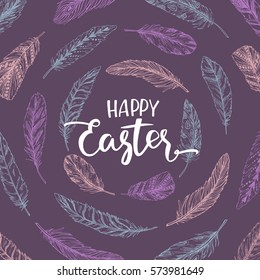 Hand drawn vector illustration. Happy Easter! Spring frame. Perfect for invitations, greeting cards, blogs, posters and more