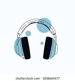 Hand drawn vector illustration of headphones.