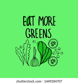 Hand drawn vector illustration for healthy nutrition popularization, vegan restaurants and farm markets promotion