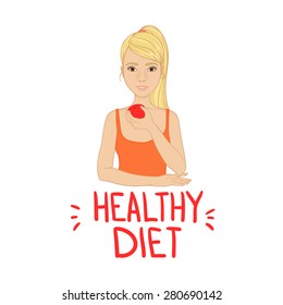 Hand drawn vector illustration -  Healthy diet. Fruits and vegetables.