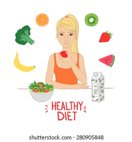 Hand Drawn Vector Illustration Healthy Diet Stock Vector (Royalty Free ...