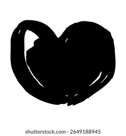 Hand drawn vector illustration of a heart in black color.