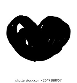 Ilustración vectorial dibujada a mano de un corazón en color negro.