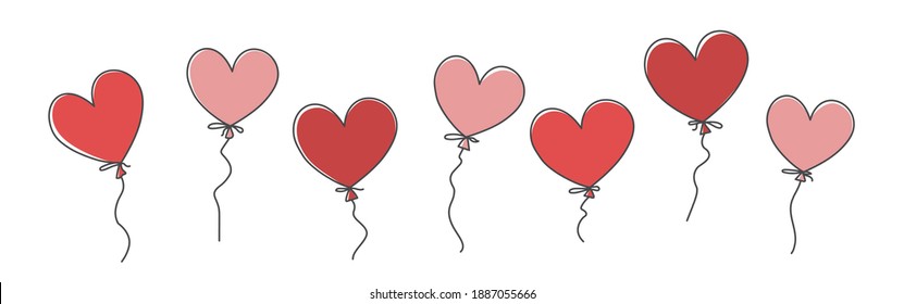 Hand drawn vector illustration of Heart-shaped balloons.