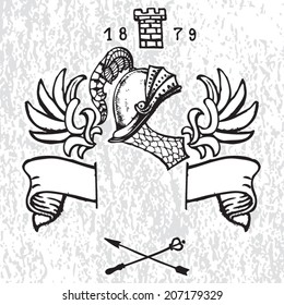 hand drawn vector illustration with heraldic symbols