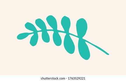 Hand drawn vector illustration of herbs. Doodle floral element. Spring and summer symbol. Contour otline drawing of simple colorful twigs and flowers
