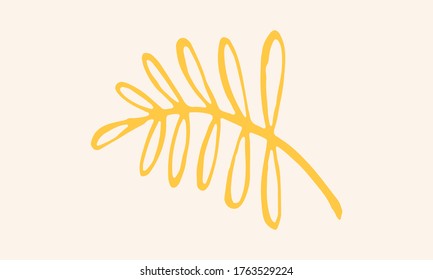 Hand drawn vector illustration of herbs. Doodle floral element. Spring and summer symbol. Contour otline drawing of simple colorful twigs and flowers