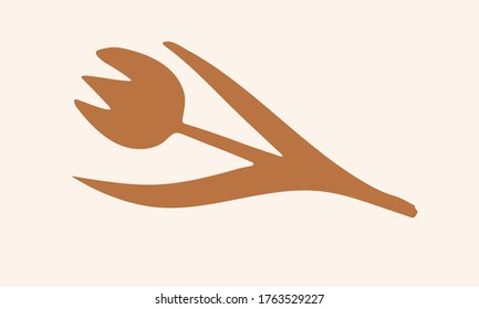 Hand drawn vector illustration of herbs. Doodle floral element. Spring and summer symbol. Contour otline drawing of simple colorful twigs and flowers
