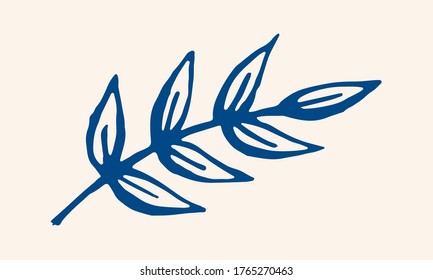 Hand drawn vector illustration of herbs. Doodle floral element. Spring and summer symbol. Contour otline drawing of simple colorful twigs and flowers