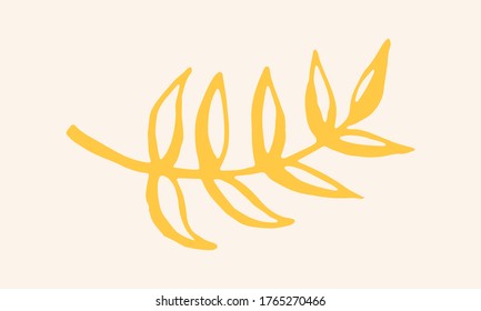 Hand drawn vector illustration of herbs. Doodle floral element. Spring and summer symbol. Contour otline drawing of simple colorful twigs and flowers