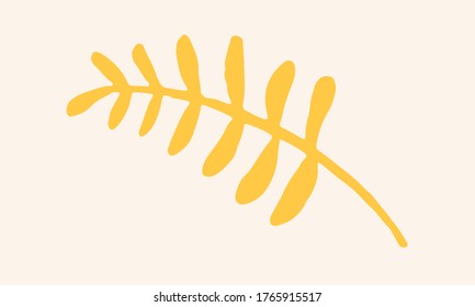 Hand drawn vector illustration of herbs. Doodle floral element. Spring and summer symbol. Contour otline drawing of simple colorful twigs and flowers