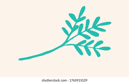 Hand drawn vector illustration of herbs. Doodle floral element. Spring and summer symbol. Contour otline drawing of simple colorful twigs and flowers