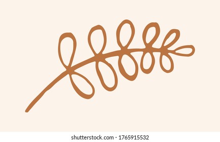Hand drawn vector illustration of herbs. Doodle floral element. Spring and summer symbol. Contour otline drawing of simple colorful twigs and flowers