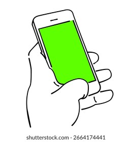 Dibujado a mano mano mano de la Ilustración vectorial que sostiene el teléfono