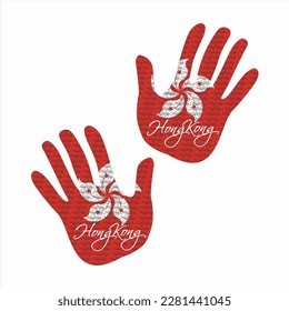 Hand drawn vector illustration with hong kong flag pattern great for poster, magazine and web design