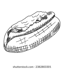 Hand drawn vector illustration of hot dog.