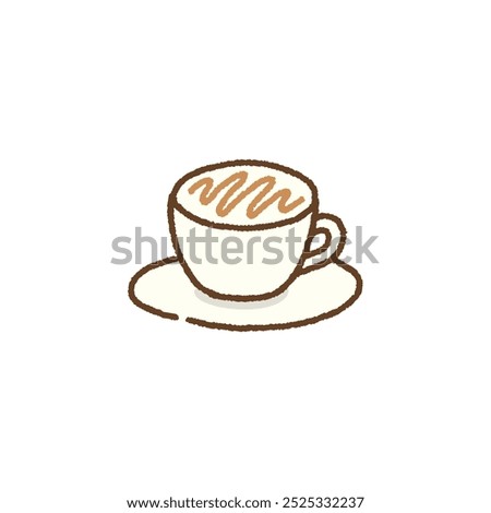 Hand drawn vector illustration of hot caramel latte