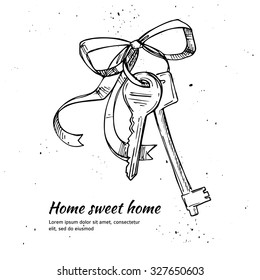 Hand drawn vector illustration - House keys. Home sweet home