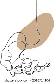 Ilustración vectorial dibujada a mano de una mano humana que se sostiene entre sí 