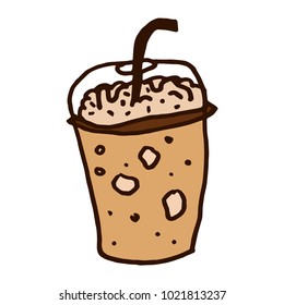 Hand drawn vector illustration of a ice coffee