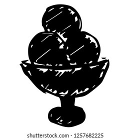 Hand Drawn Vector Illustration Ice Cream Cone Food for Summer. Good for Graphic Design, Logo, Outline, Layout, Template. 