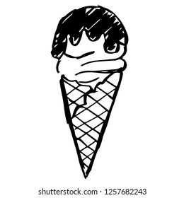 Hand Drawn Vector Illustration Ice Cream Cone Food for Summer. Good for Graphic Design, Logo, Outline, Layout, Template. 