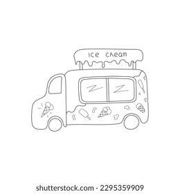 hand drawn vector illustration ice cream truck