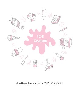 hand drawn vector illustration ice cream set