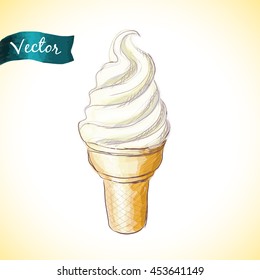 Hand drawn vector illustration ice cream cartoon style