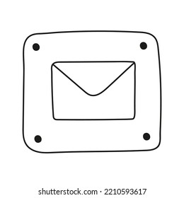 Handgezeichnete Vektorgrafik-Symbol-Nachricht, Umschlag. Einzeln auf weißem Hintergrund