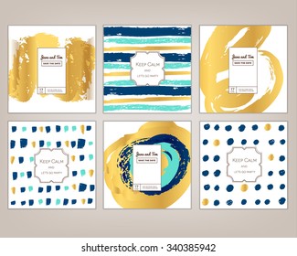 hand drawn vector illustration, ink design, card template for invitation, greeting, party,sail, wedding, save date, Christmas. Logo collection and identity elements
