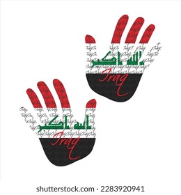 Ilustración de vectores dibujados a mano con un patrón de bandera iraquí genial para el diseño de afiches, revistas y ropa