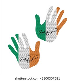 Hand drawn vector illustration with ireland flag pattern great for poster, magazine and clothes design