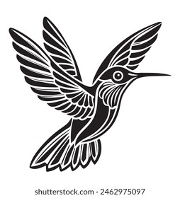 Ilustración vectorial dibujada a mano aislada sobre fondo blanco. Dibujo para tatuaje.Hummingbird dibujo.
