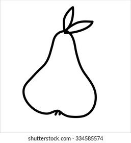 Hand drawn vector illustration of isolated black and white pear on white background