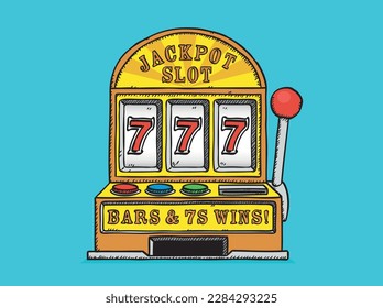 Hand drawn vector illustration of a jackpot machine.