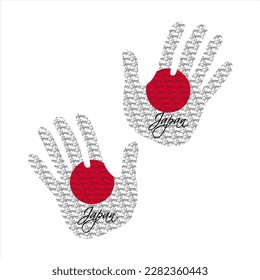 Handgezeichnete Vektorgrafik mit japanischem Fahnenmuster, ideal für Poster, Magazine und Webdesign