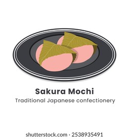 Ilustración vectorial dibujada a mano del tradicional mochi japonés de Sakura dulce