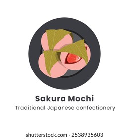 Ilustración vectorial dibujada a mano del tradicional mochi japonés de Sakura dulce