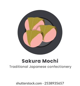 Ilustración vectorial dibujada a mano del tradicional mochi japonés de Sakura dulce