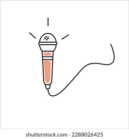 Ilustración vectorial dibujada a mano de un micrófono de karaoke. Aislado sobre fondo blanco