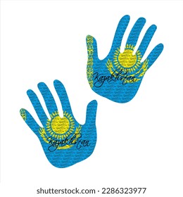 Hand drawn vector illustration with kazakhstan flag pattern great for poster, magazine and clothes design