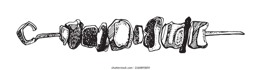 Hand drawn vector illustration of kebab skewers
