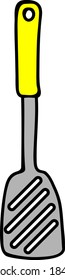 Hand drawn vector illustration of kitchen spatula. Doodle style.