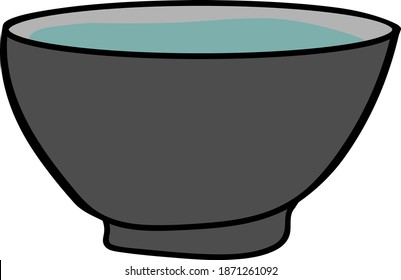 Ilustración vectorial de mano del cuenco de cocina. Estilo de doodle en color