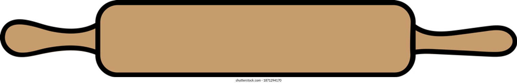 Hand drawn vector illustration of kitchen rolling pin. Doodle style in color.