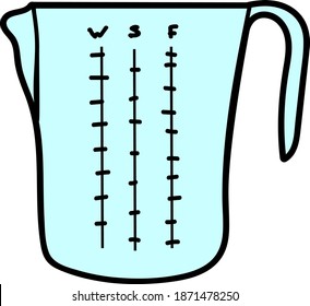 Handgezeichnete Vektorgrafik von Küchenmessbecher. Doodle-Stil in Farbe.